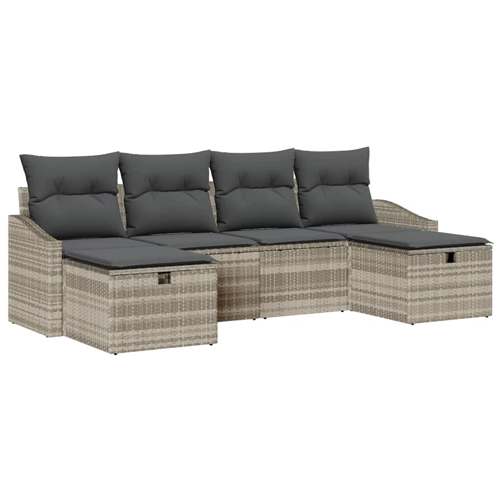 Garten-Sofa-Set 6 pcs Hellgrau 55 x 62 x 69 cm Poly Rattan